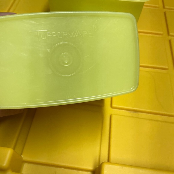 Tupperware Yellow Rectangular Plastic Food Storage Containers Set of 2 Snap Lid - Picture 6 of 9